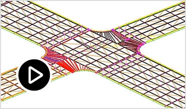 Video: Silent screencast showing a wireframe of a 4-way intersection from different angles